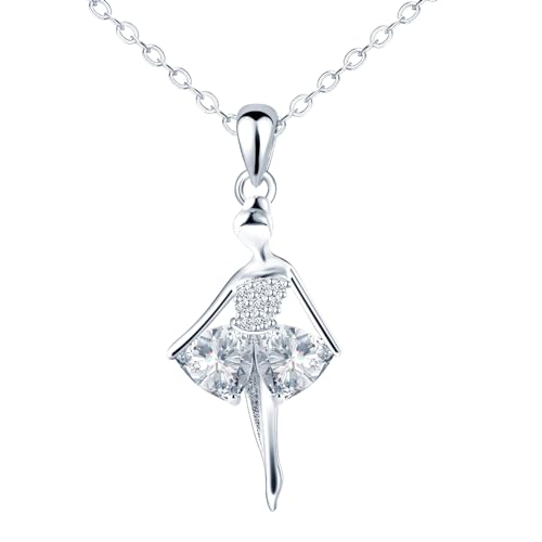 Feilok Halskette Damen Kette mit Ballett Tänzer Mädchen Anhänger aus 925 Sterling silber Halskette für Frauen Valentinstag Muttertags von Feilok