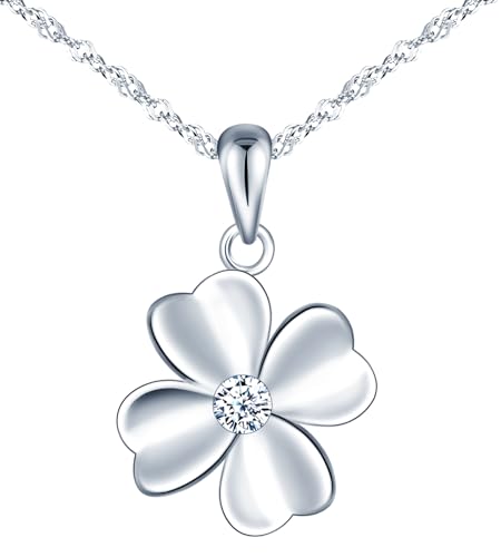 feilok Halskette Damen Kette mit Glücksbringer Kleeblatt Kette Vierblättriges Anhänger aus 925 silber Halskette für Frauen Valentinstag Muttertags von Feilok