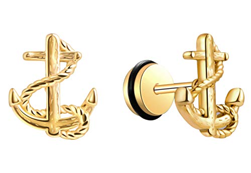 Feilok Ohrstecker mit ANKERN Marine Edelstahl Damen & Herren Ohrringe - glänzende Ohrstecker Ohrschmuck in Silber zum Stecken auch für Kinder Gold von Feilok