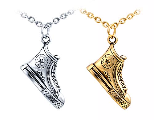 Feilok Retro Edelstahl Herren Halskette Kette Hip Hop Hiphop Biker Rocker Sport Schuh sneaker Anhänger für Männer Herren Schmuck Zubehör Kettenlänge 55cm 2er Set von Feilok