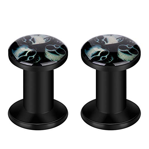 Feilok Unisex Herren Damen Acryl Flesh Tunnel Plug Ohr Expander Piercing Totenkopf Ohrstecker von Feilok