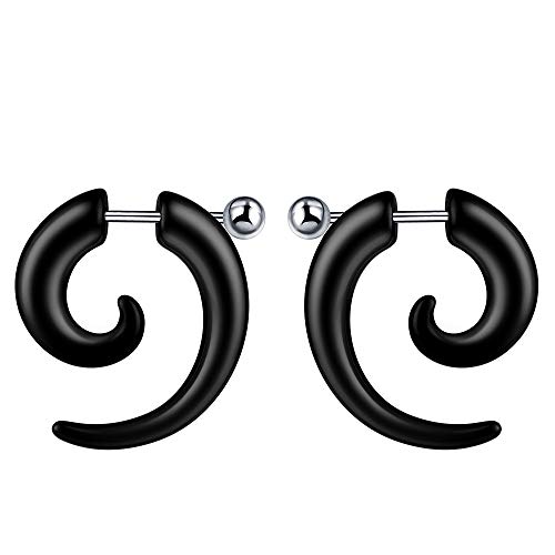 Feilok Unisex Herren Damen Acryl Piercing Spirale Expander Ohrstecker Schnecke Tupfen Plugs Tunnel Ohr Keil Expander Schwarz von Feilok