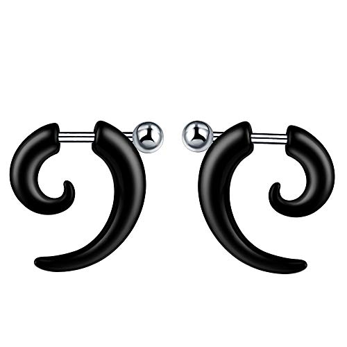 Feilok Unisex Herren Damen Acryl Piercing Spirale Expander Ohrstecker Schnecke Tupfen Plugs Tunnel Ohr Keil Expander Schwarz von Feilok