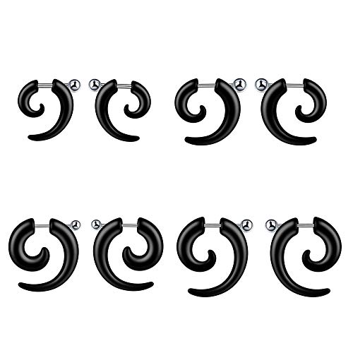 Feilok Unisex Herren Damen Acryl Piercing Spirale Expander Ohrstecker Schnecke Tupfen Plugs Tunnel Ohr Keil Expander Schwarz von Feilok