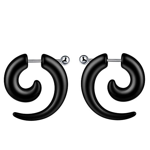 Feilok Unisex Herren Damen Acryl Piercing Spirale Expander Ohrstecker Schnecke Tupfen Plugs Tunnel Ohr Keil Expander Schwarz von Feilok