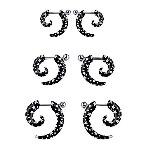 Feilok Unisex Herren Damen Acryl Piercing Spirale Expander Ohrstecker Schnecke Tupfen Plugs Tunnel Ohr Keil Expander mit Stern von Feilok