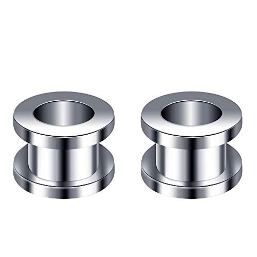 Feilok Unisex Herren Damen Schraub Edelstahl Tunnel Plug Ohr Expander Piercing Schmuck Stahlfarbe von Feilok