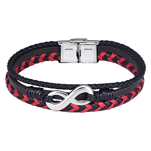 Feilok unendlichkeit Armband Herren Leder Armband für Männer Geflochtenes Armreif Wickelarmband Manschette Männer Edelstahl Armband von Feilok