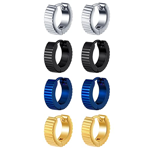 feilok 4 Paare Creolen Edelstahl Ohrstecker Für Frauen Männer Knorpelohrringe Ohrstecker Ohrringe Ohrpiercing Set von Feilok