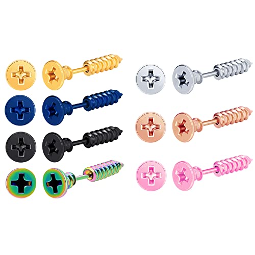 feilok 7 Paare Piercing Edelstahl Ohrstecker Für Frauen Männer Knorpelohrringe Ohrstecker Schraube Ohrringe Ohrpiercing von Feilok