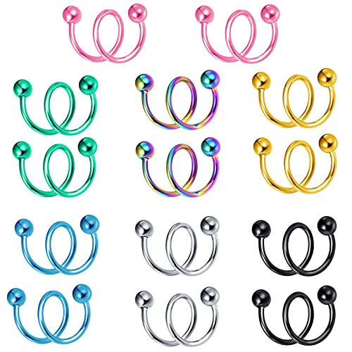 feilok 7 paar Ohrringe Damen Ohrstecker Piercing Stecker Set Nasenring Nasenpiercing Chirurgenstahl Nasenstecker Spirale Nase Stecker Nase von Feilok