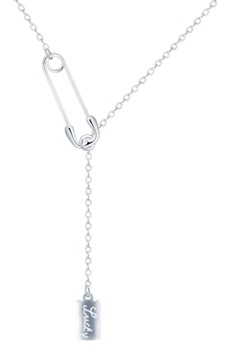 feilok 925 Sterling Silber Pin Halskette für Damen Luck Hip Pop Damen Kette mit Anhänger für Mädchen von Feilok