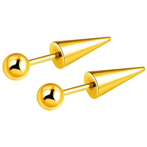 feilok Edelstahl Ohrstecker Ohrringe für Herren Damen Männer Creolen Stecker Klein Tropfen Knorpel Piercing Gold von Feilok