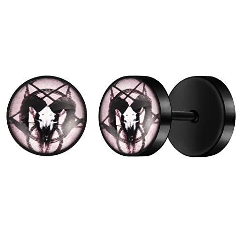 feilok Edelstahl Ohrstecker für Herren Damen Ohrringe braun creolen Fake Plugs Ohr Cheater Tunnel Gauges Ohr Ziege Kopf von Feilok