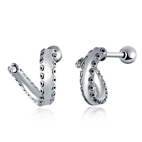 feilok Ohrringe Edelstahl Punk Krake Oktopusfinger Ohrschmuck Hoop Piercing Ohrstecker für Herren Damen von Feilok