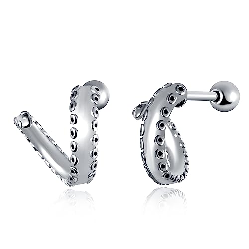 feilok Ohrringe Edelstahl Punk Krake Oktopusfinger Ohrschmuck Hoop Piercing Ohrstecker für Herren Damen von Feilok