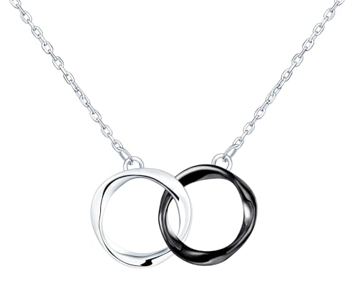 feilok Unendlichkeit Halskette für Damen 925 Sterling Silber Doppel Kreis Anhänger Kette Damen Halskette von Feilok