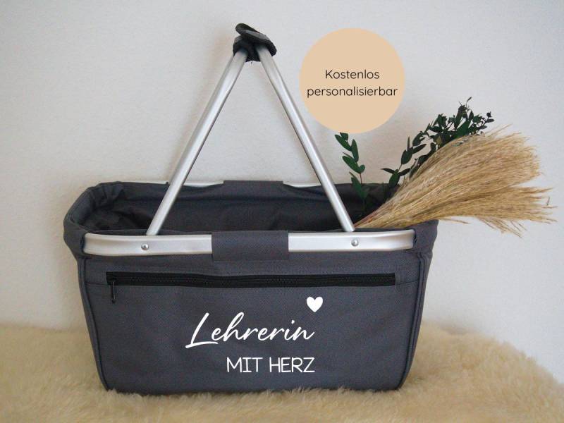 Personalisierter Einkaufskorb/Individuell Shopper Korb Geschenkidee Lehrerin Mit Herz Lehrerinnengeschenk Abschiedsgeschenk von FeinDesignMaeder
