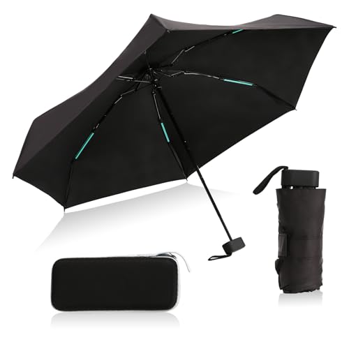 FeinKulturia Mini Reise Regenschirm 24 Rippen Taschenschirm Leicht Klein 190T Doppelte Knochenverstärkung UPF 50+ Ergonomischer Kompakter Klappschirm Geeignet für Pendler Jungen und Mädchen Schwarz FeinKulturia Mini Reise Regenschirm 24 Rippen Taschenschirm Leicht Klein 190T Doppelte Knochenverstärkung UPF 50+ Ergonomischer Kompakter Klappschirm Geeignet für Pendler Jungen und Mädchen Schwarz von FeinKulturia