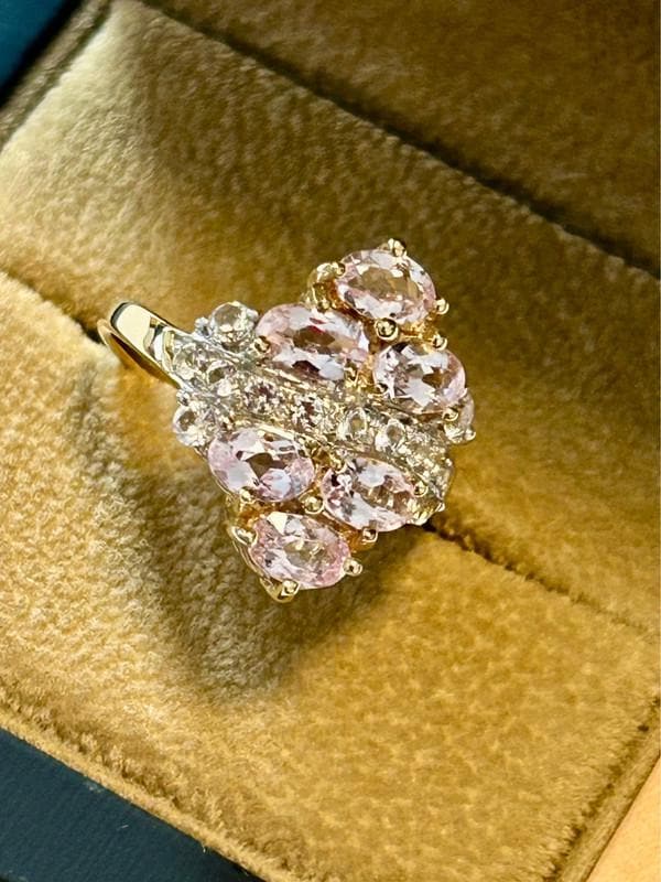 Eleganter Cluster-Ring Mit Morganit in 9K Gold Eleganter Cluster-Ring Mit Morganit in 9K Gold von FeingoldVintage