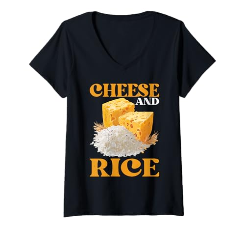 Damen Cheese and Rice Food Kitchen Heißhunger Geschmack T-Shirt mit V-Ausschnitt Damen Cheese and Rice Food Kitchen Heißhunger Geschmack T-Shirt mit V-Ausschnitt von Feinschmecker -Wortspiele und Snacks lacht