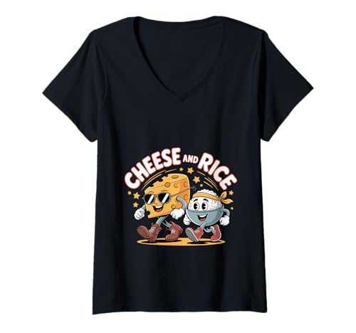 Damen Cheese and Rice Food Kitchen Heißhunger Geschmack - T-Shirt mit V-Ausschnitt Damen Cheese and Rice Food Kitchen Heißhunger Geschmack - T-Shirt mit V-Ausschnitt von Feinschmecker -Wortspiele und Snacks lacht