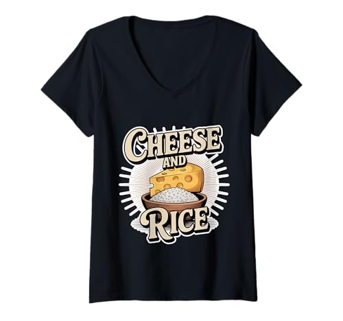 Damen Cheese and Rice Food Kitchen Heißhunger Geschmack - T-Shirt mit V-Ausschnitt Damen Cheese and Rice Food Kitchen Heißhunger Geschmack - T-Shirt mit V-Ausschnitt von Feinschmecker -Wortspiele und Snacks lacht