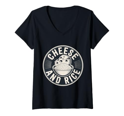 Damen Cheese and Rice Food Kitchen Heißhunger Geschmack - T-Shirt mit V-Ausschnitt Damen Cheese and Rice Food Kitchen Heißhunger Geschmack - T-Shirt mit V-Ausschnitt von Feinschmecker -Wortspiele und Snacks lacht