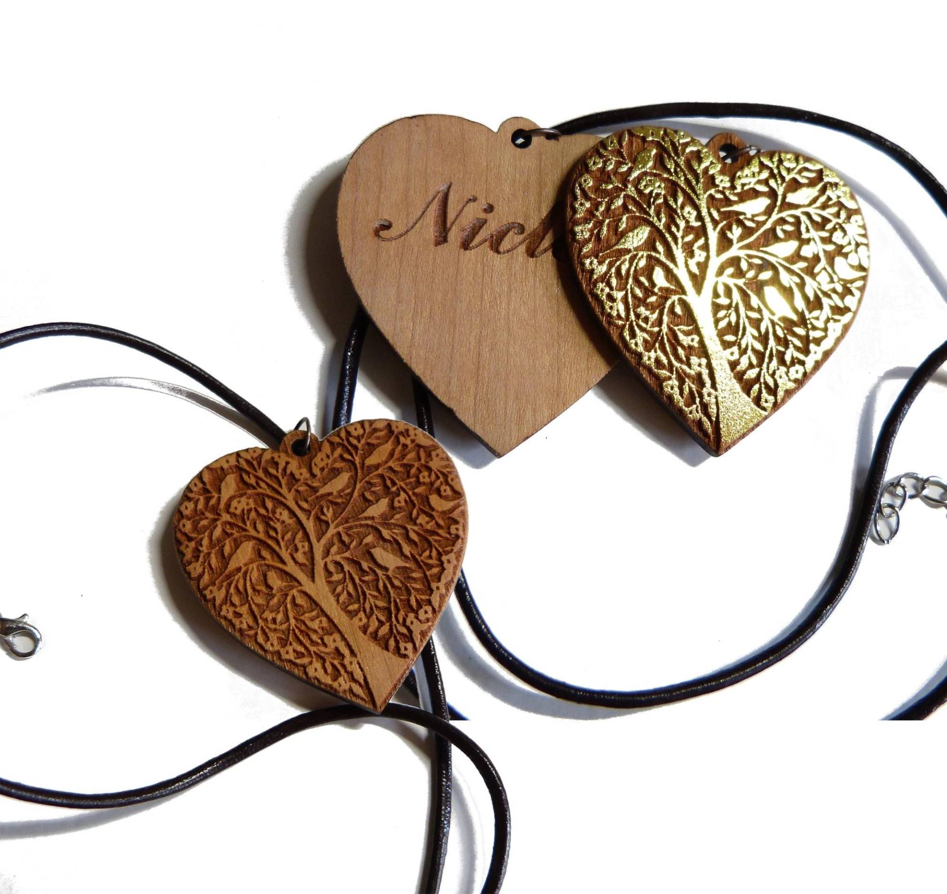 Handgefertigter Anhänger Herzbaum , Natur Oder Goldgeprägt - Unikat, Valentine, Geschenkidee Handgefertigter Anhänger Herzbaum , Natur Oder Goldgeprägt - Unikat, Valentine, Geschenkidee von Feinschrift