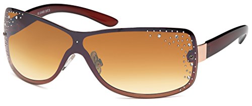 FEINZWIRN Glamour - Damen Sonnenbrille Monoscheibe mit Straßsteinen (goldbraun/braun verlaufend) von FEINZWIRN