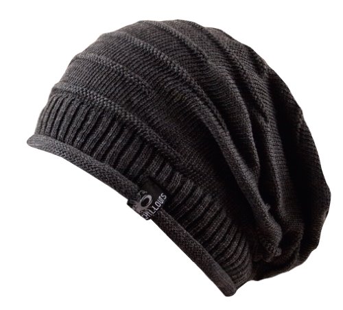 Long Beanie oversize Mütze Erik - Strickmütze aus 100% Baumwolle unisex (grau) von FEINZWIRN