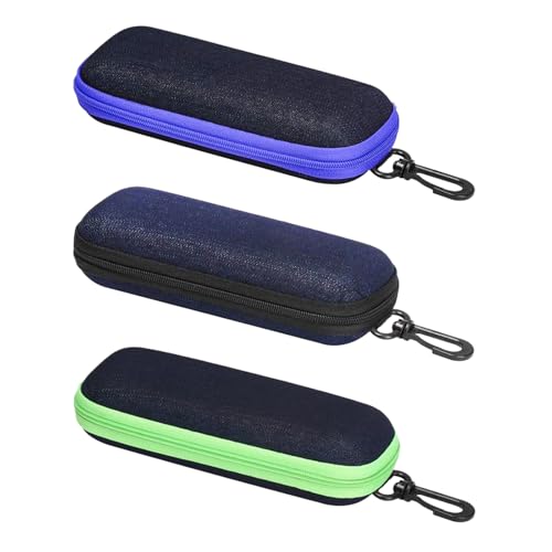 Feirdhoo 3 Stück Denim Brillenetui, Brillen Etui Hart mit Reißverschluss und Haken, Brillenetui Hardcase für Damen und Herren, Sport, Reisen - Sonnenbrillen Etui Feirdhoo 3 Stück Denim Brillenetui, Brillen Etui Hart mit Reißverschluss und Haken, Brillenetui Hardcase für Damen und Herren, Sport, Reisen - Sonnenbrillen Etui von Feirdhoo