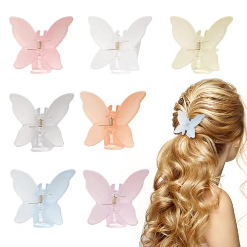 Haarklammer Schmetterling Damen 7 Stück Haarklammer Haarspange Haarspange Rutschfeste Hair Claw Clips Matte Haar Klammern Haar Clips FüR Frauen Mädchen von Feirdhoo