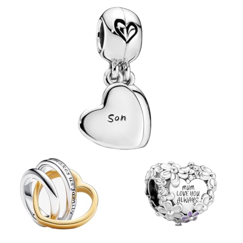 Feitery "Always knows best Mutter Charms Herz Anhänger Kompatibilität für Pandora Armband Geschenke zum Muttertag von Feitery