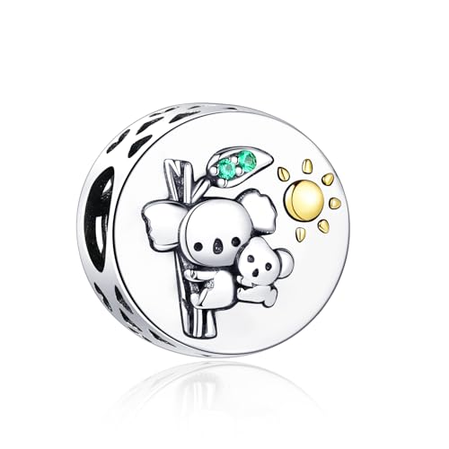 Feitery Koala Mutter und Kind Charms Herz Anhänger Kompatibilität für Pandora Armband Geschenke zum Muttertag von Feitery