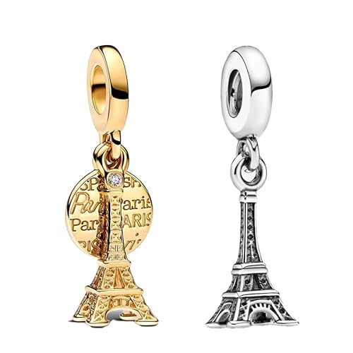 Feitery Compatible with Charms Pandora Armband Pariser Turm Combo Gold Bead Charms für Damen Herz Anhänger Meerestiere von Feitery