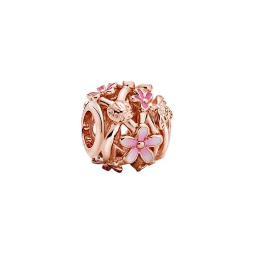 Feitery ROSE Charm Durchbrochenes Gänseblümchen Rosé-vergoldet Kompatibilität für Pandora Armband Valentinstag Bead Charm für Damen von Feitery