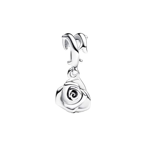Feitery Rose in Bloom Dangle Charm Herz Anhänger Armband Geschenke zum Muttertag von Feitery