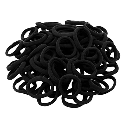 100 STÜCK Elastische Haarbänder Elastisches Schwarzes Seil Fugenlose Haarbänder Handtuch Haarringe Scrunchies Haargummi (Black, One Size) von Feizikaw