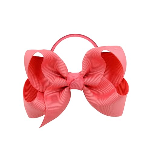 Farbe Haarschleifen Elastische Krawatten Kinder Gummibänder Pferdeschwanzhalter Haarbänder Für Babys Mädchen Teenager Kleinkinder 1 Stück Haargummi Seide (Watermelon Red, 6x8cm) von Feizikaw