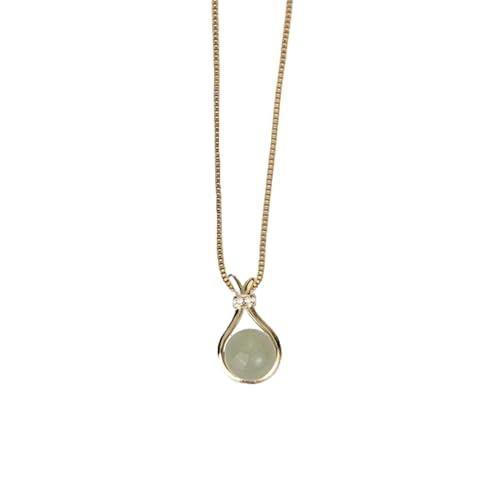 Feizikaw Silber Kette Halskette aus Titanstahl mit Anhänger in Hetian-Optik für Damen. Sowohl das erstklassige Temperament als auch das Design zeigen Ihren einzigartigen Charme! (Green, 50X0.1X0.1cm) von Feizikaw