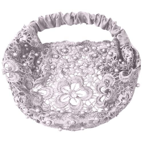 Flache Haarspangen für Damen Set eleganter, floraler, perlenbesetzter, breiter Haarreif für Damen, modischer Haarschmuck, perfekt für lässige Kleidung (Grey, One Size) von Feizikaw