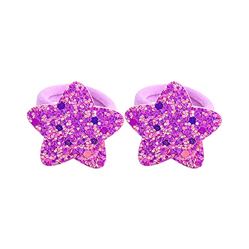 Gradient Star Stretch Rubber Loop Band Pailletten Handtuch Haar Mädchen Fünfzackige High Loop Rainbow Hair Care Haargummi Seide (Q, One Size) von Feizikaw