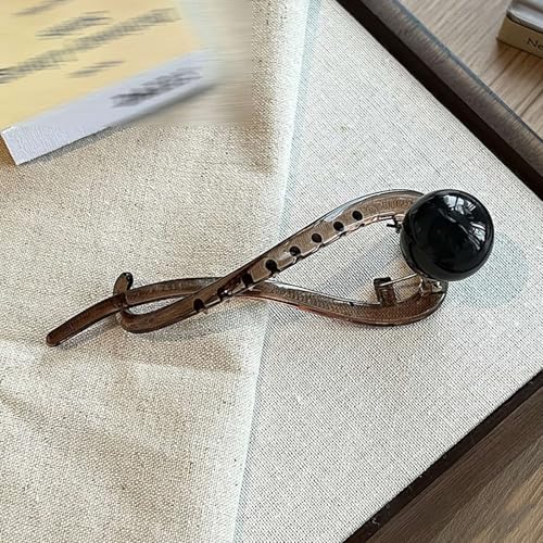 Große Haarspange Braune Perlen Haarspange Elegant & Falten Haar Für Frauen Stilvolle Französische Haarnadel Für Hochsteckfrisuren (A, 10.3cm) von Feizikaw