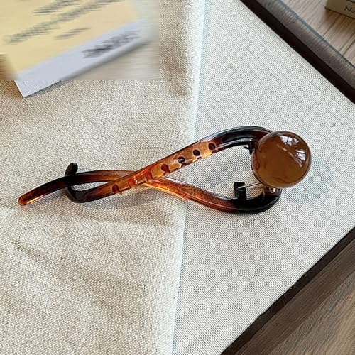 Große Haarspange Braune Perlen Haarspange Elegant & Falten Haar Für Frauen Stilvolle Französische Haarnadel Für Hochsteckfrisuren (B, 10.3cm) von Feizikaw