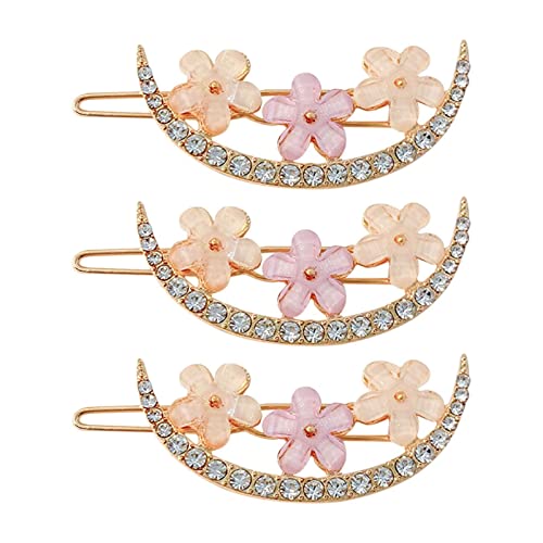 Haar Clip 3er Pack Mädchen Damen Haarspangen Haarspangen Niedliche Strass Dekorative Haarspangen Metall Gold Haarschmuck Haarspangen (D, One Size) von Feizikaw