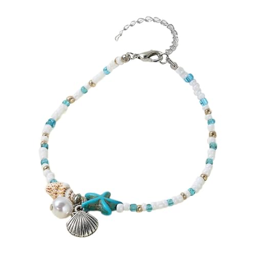 Haar Clips Damen Boho Seestern Muschel Perlenarmband Sommer Strand Resort Accessoire mit Naturmaterialien Trendy Beachwear Schmuck (A, 8X8X1) von Feizikaw