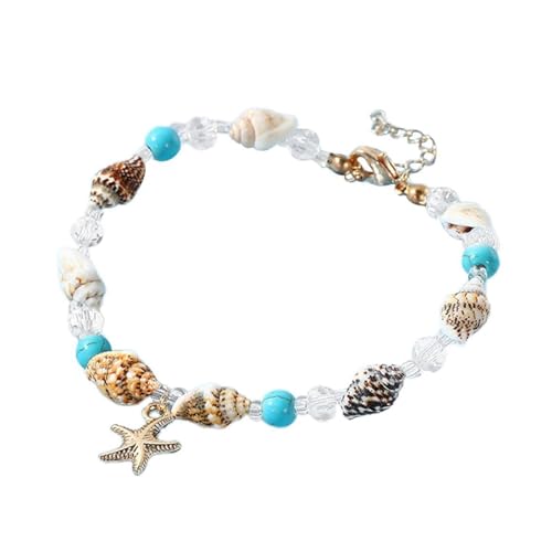 Haar Clips Damen Boho Seestern Muschel Perlenarmband Sommer Strand Resort Accessoire mit Naturmaterialien Trendy Beachwear Schmuck (D, 8X8X1) von Feizikaw