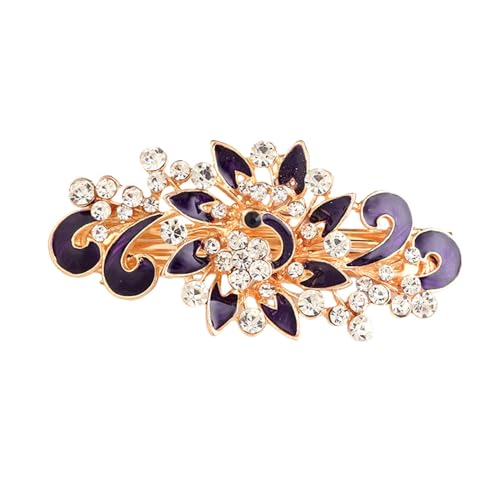 Haar Clips Damen Haarschmuck, Haarnadel, koreanische Version, mehrschichtig, Rhinodrill, horizontaler Kopfschmuck, bemalte Haarnadel (Purple, One Size) von Feizikaw