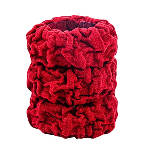 Haar dick 3 STÜCKE Hohe Haarbänder für Frauen Krawatten Elastizität Haar Schönes elastisches Design Seiden Scrunchie (Red, One Size) von Feizikaw